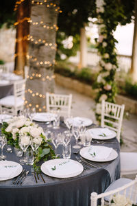 Flower pot on table