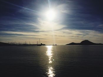 Scenic view of sunset over river