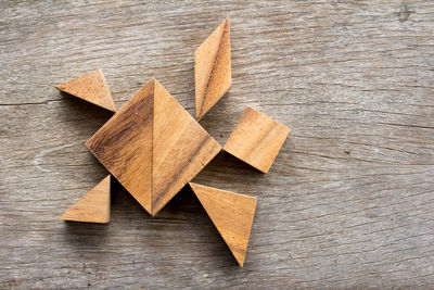 Directly above shot of wooden blocks on table