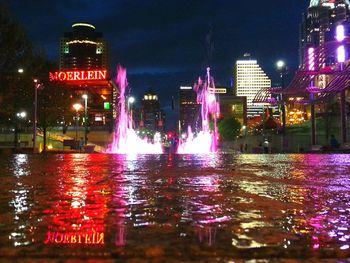 Illuminated buildings at night