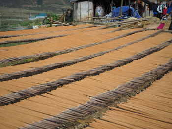 Rows of fresh made drying incense sticks