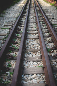 High angle view of railroad tracks