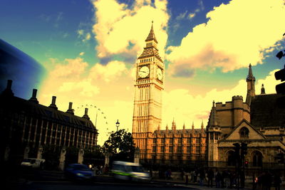 View of clock tower against cloudy sky