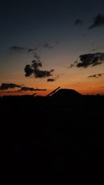 Scenic view of silhouette mountain against sky during sunset