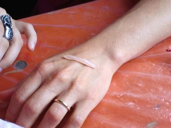 Close-up of cropped hand