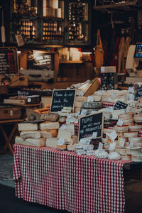 Stack of food for sale in store