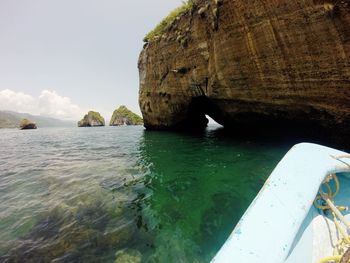 Cropped image of boat in sea