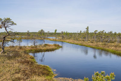 Scenic view of lake against sky