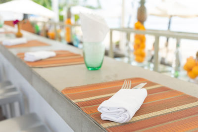 High angle view of drink on table