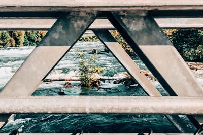 High angle view of bridge in water