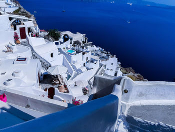 High angle view of people at swimming pool