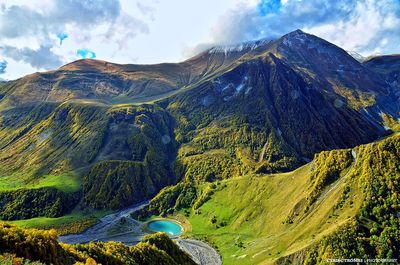 Panoramic view of mountains against sky