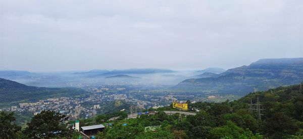 High angle view of townscape against sky