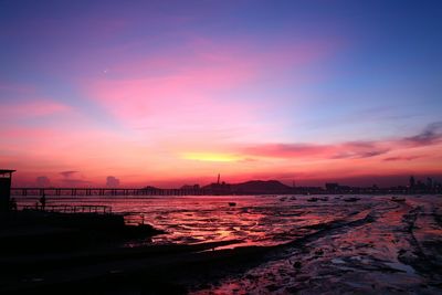 Scenic view of sunset over sea