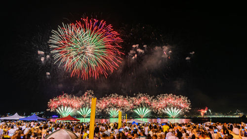 Firework display at night