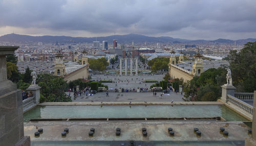 High angle view of buildings in city