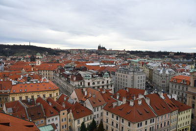 High angle view of townscape against sky