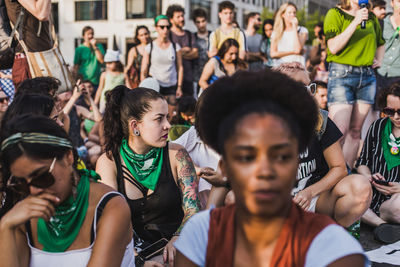 Group of people looking at music concert