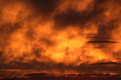 Low angle view of cloudy sky during sunset