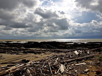 Scenic view of beach against sky