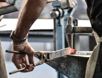 Close-up of man welding