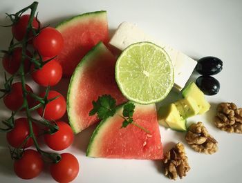 Close-up of vegetables and fruits on table