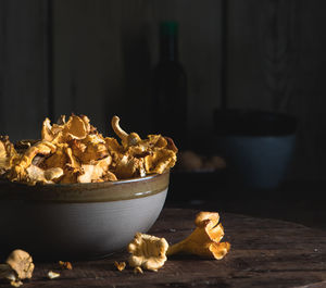 Close-up of ice cream in bowl on table