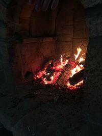 High angle view of bonfire