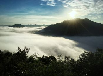 Scenic view of mountains against sky