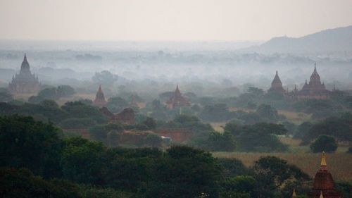 View of a temple with mountain in background