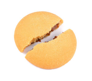 Close-up of cookies against white background