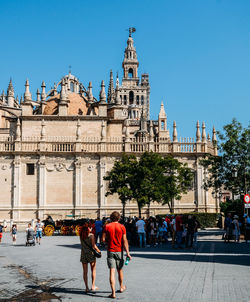 Group of people in front of building