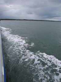 Scenic view of sea against cloudy sky