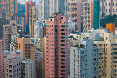 High angle view of buildings in city