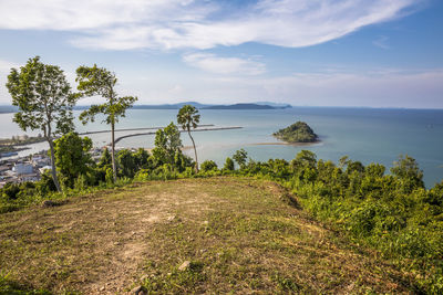 Scenic view of land against sky