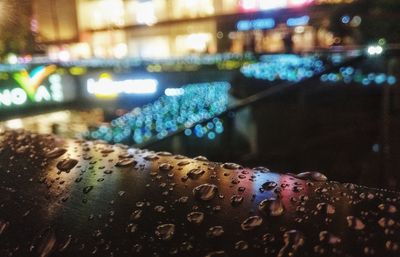 Close-up of illuminated city at night