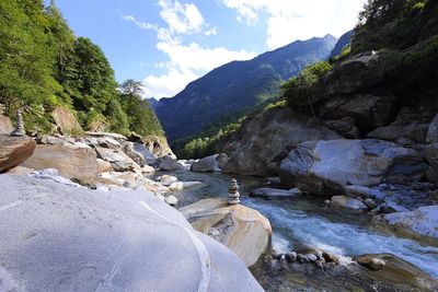 Scenic view of river flowing through rocks