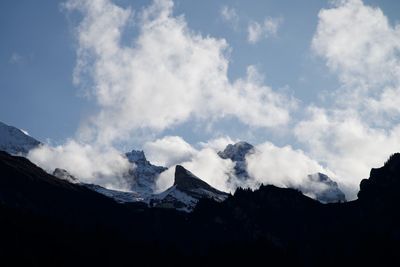 Low angle view of mountains against sky
