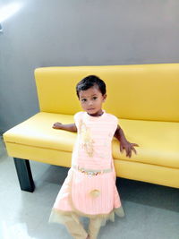 Portrait of cute girl at home