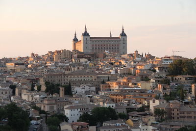 High angle view of buildings in city