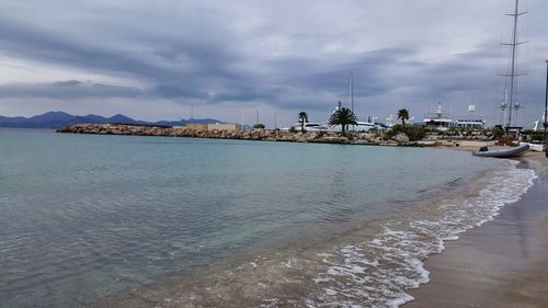 Scenic view of beach against sky