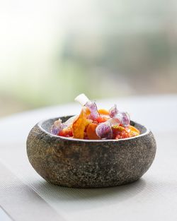 Close-up of food in bowl on table