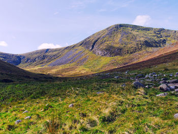 Scenic view of land against sky