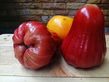 Close-up of apples on table