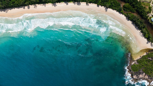 High angle view of sea waves