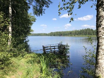 Scenic view of lake against sky