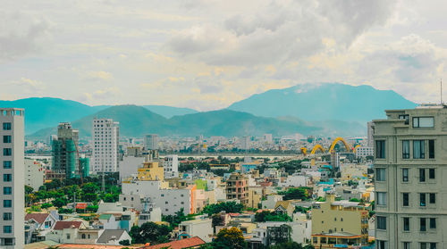 High angle view of townscape against sky