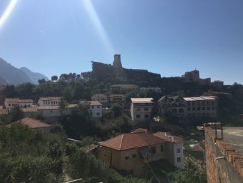 View of residential district against sky