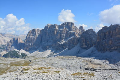 Panoramic view of landscape and mountains against sky