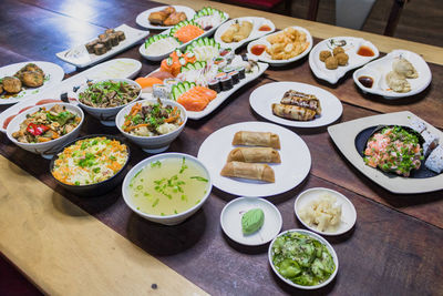 High angle view of food on table